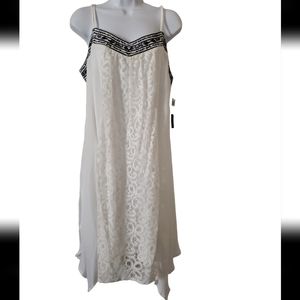 My Michelle Chiffon HiLo Dress XL NWT White/Blue